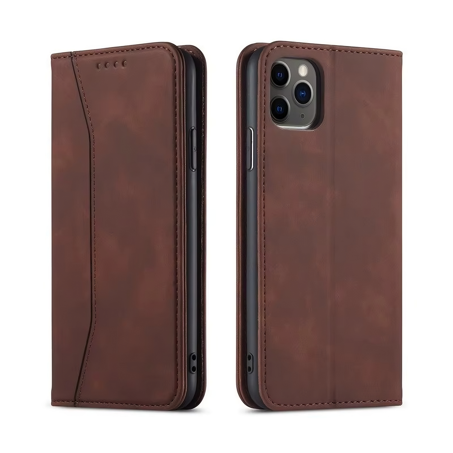 Coffee Leather Wallet Card Holder Phone Case