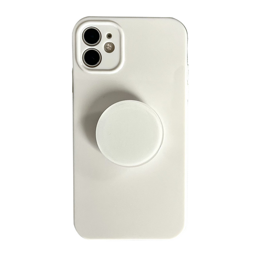 Beige Candy Color Phone Case With Phone Grip