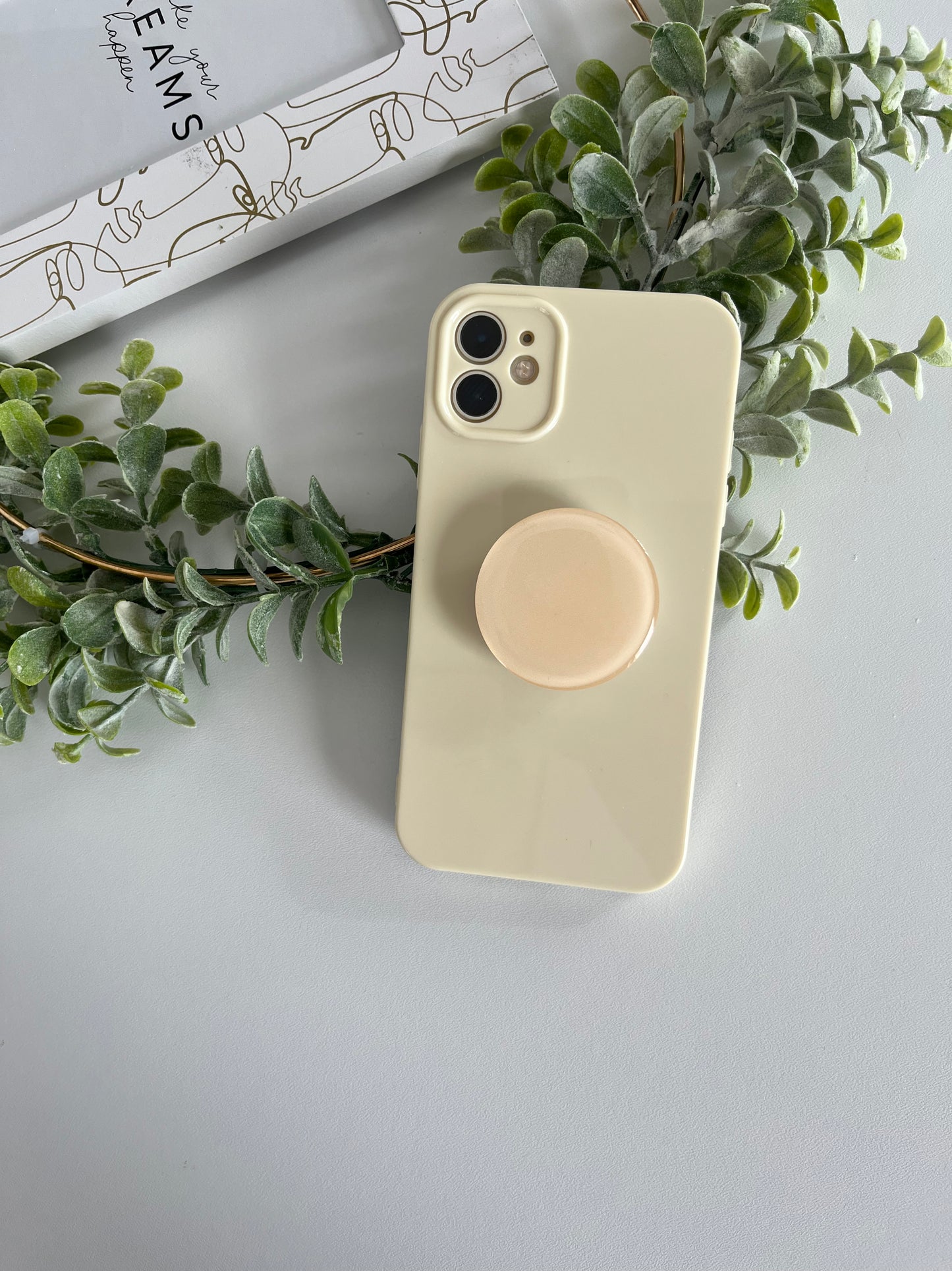 Peach Candy Color Phone Case With Phone Grip