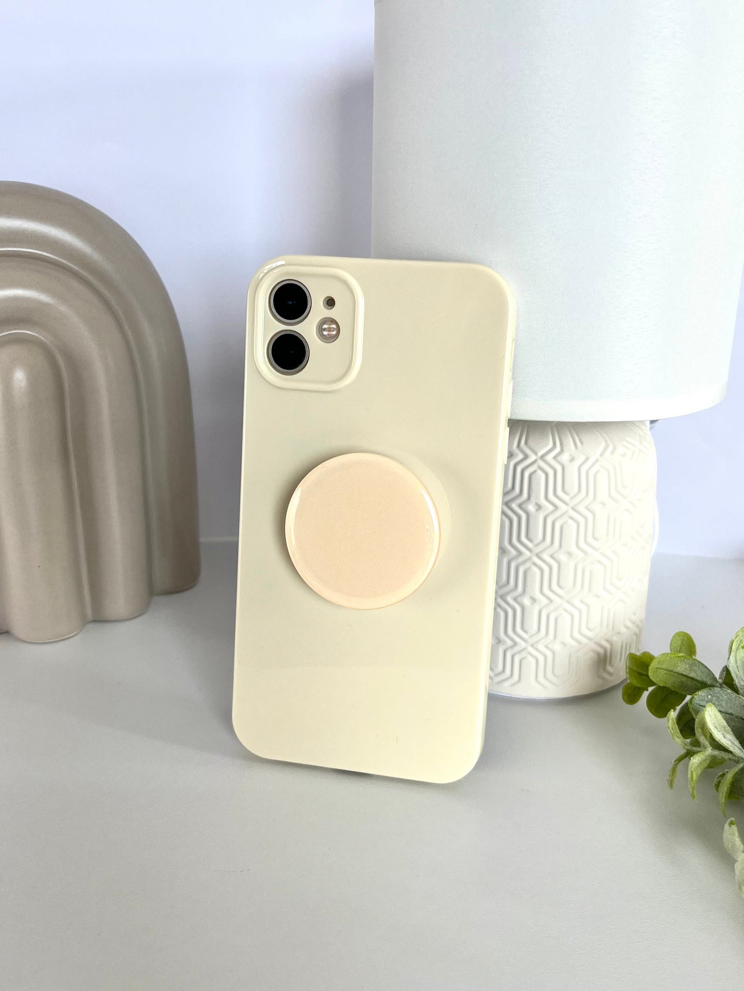 Peach Candy Color Phone Case With Phone Grip