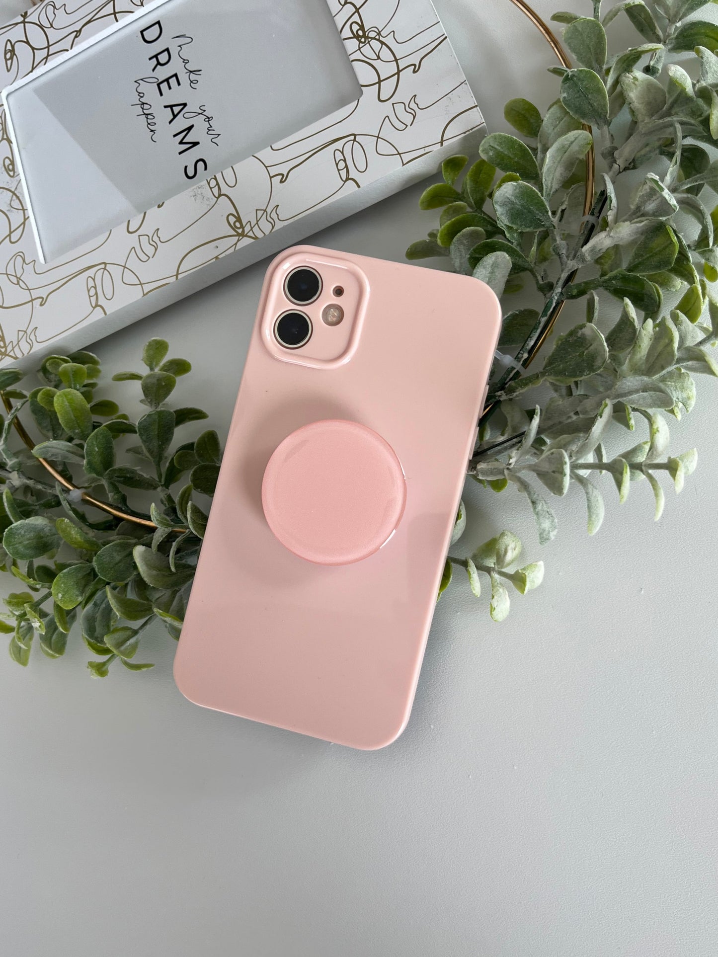 Pink Candy Color Phone Case With Phone Grip