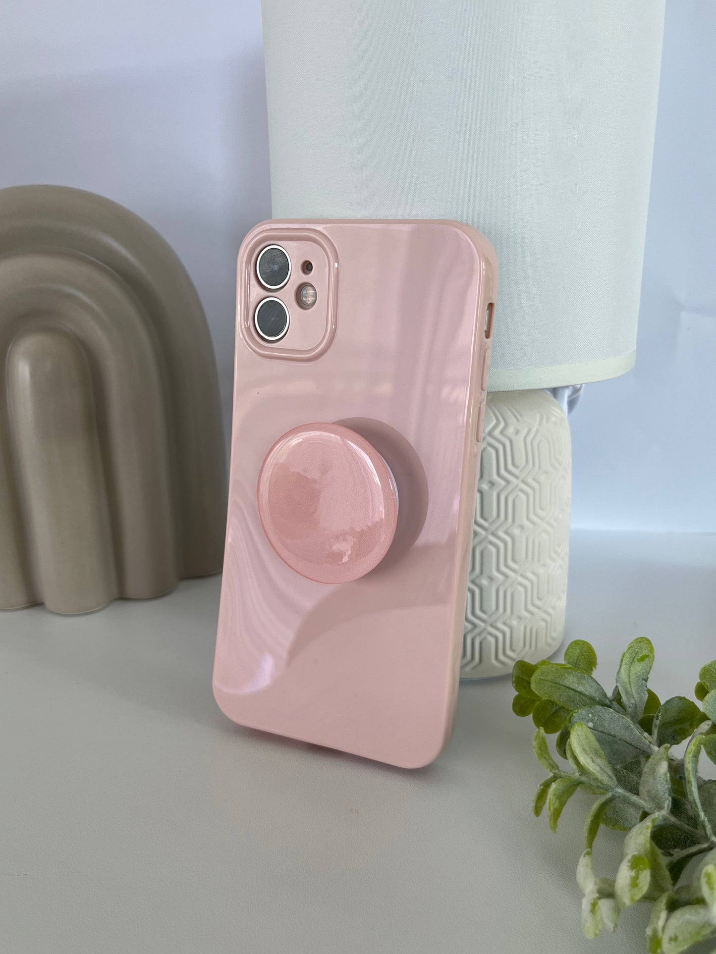 Pink Candy Color Phone Case With Phone Grip