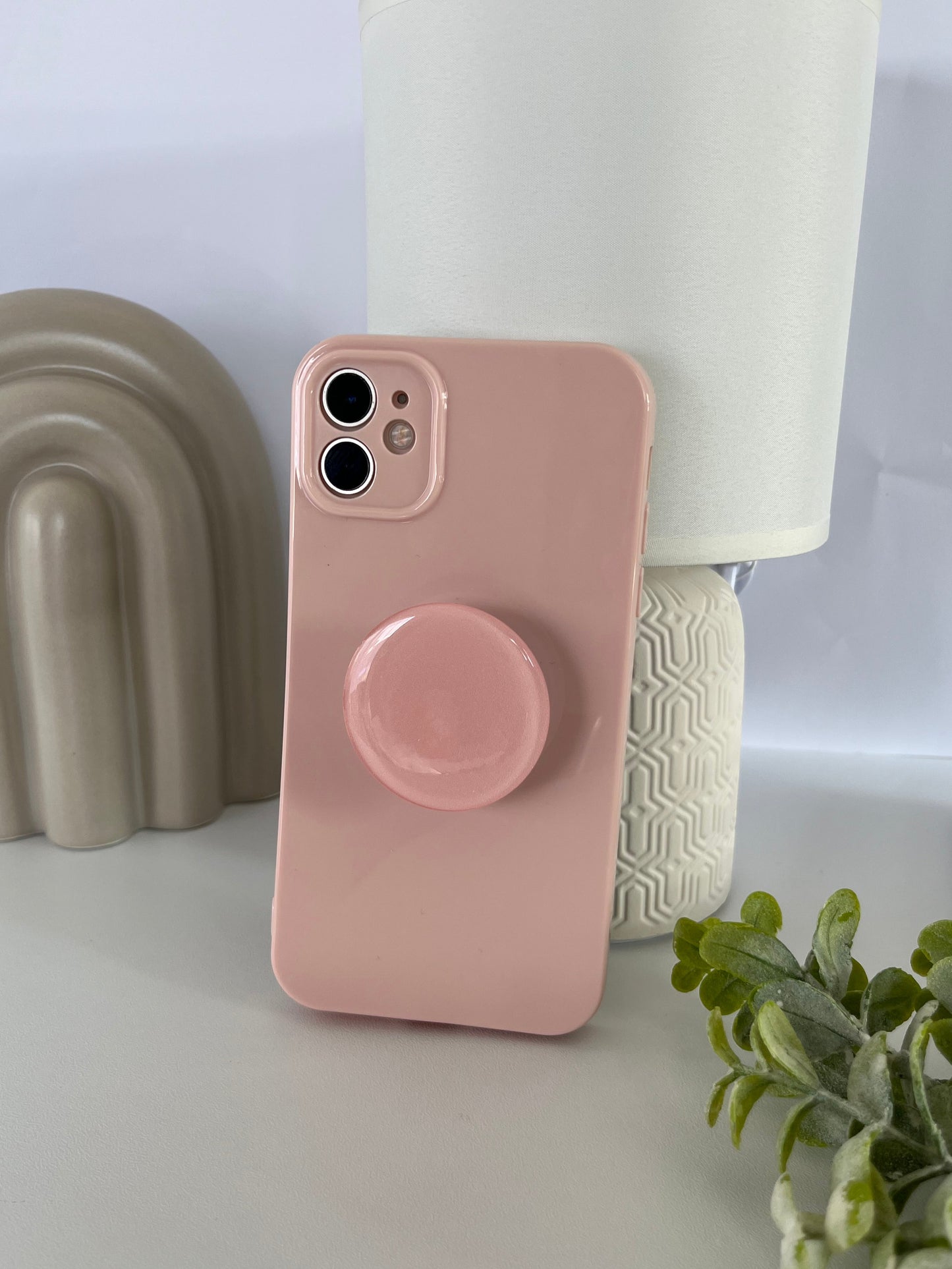 Pink Candy Color Phone Case With Phone Grip
