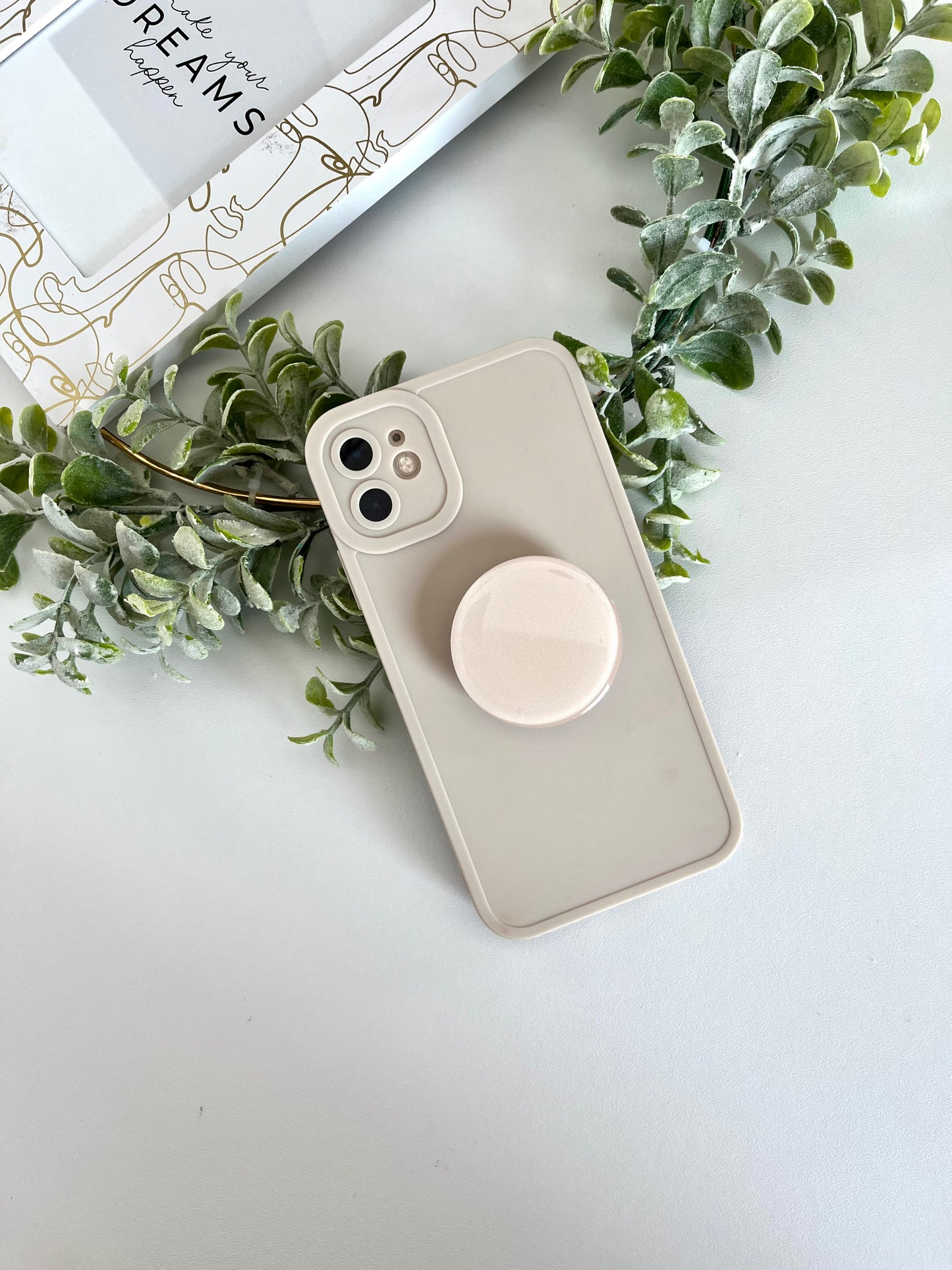 Beige Stylish Phone Case With Phone Grip