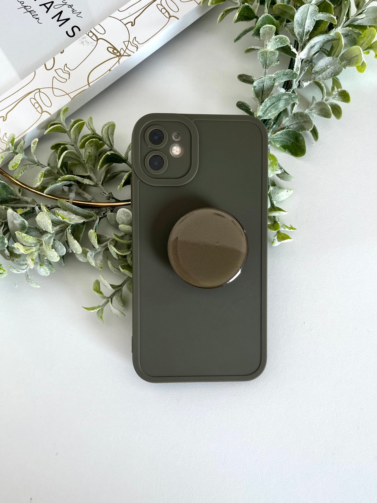 Mud Gray Pastel Phone Case With Phone Grip