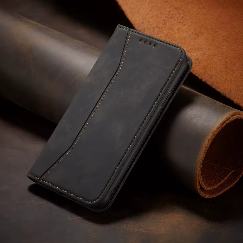 Black Leather Wallet Card Holder Phone Case