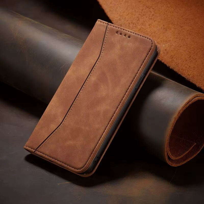 Brown Leather Wallet Card Holder Phone Case