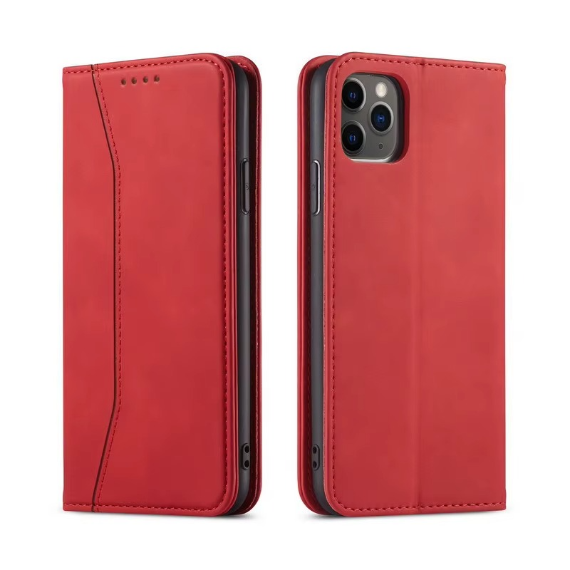 Red Leather Wallet Card Holder Phone Case