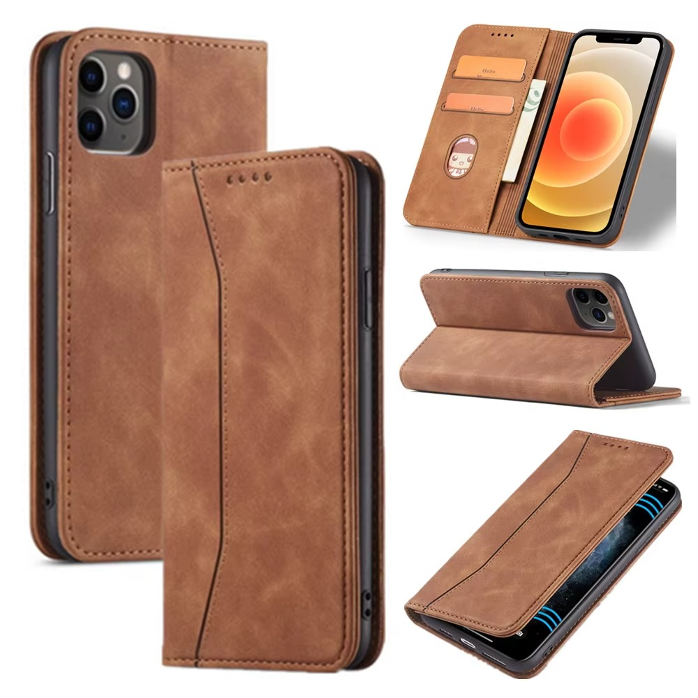 Brown Leather Wallet Card Holder Phone Case