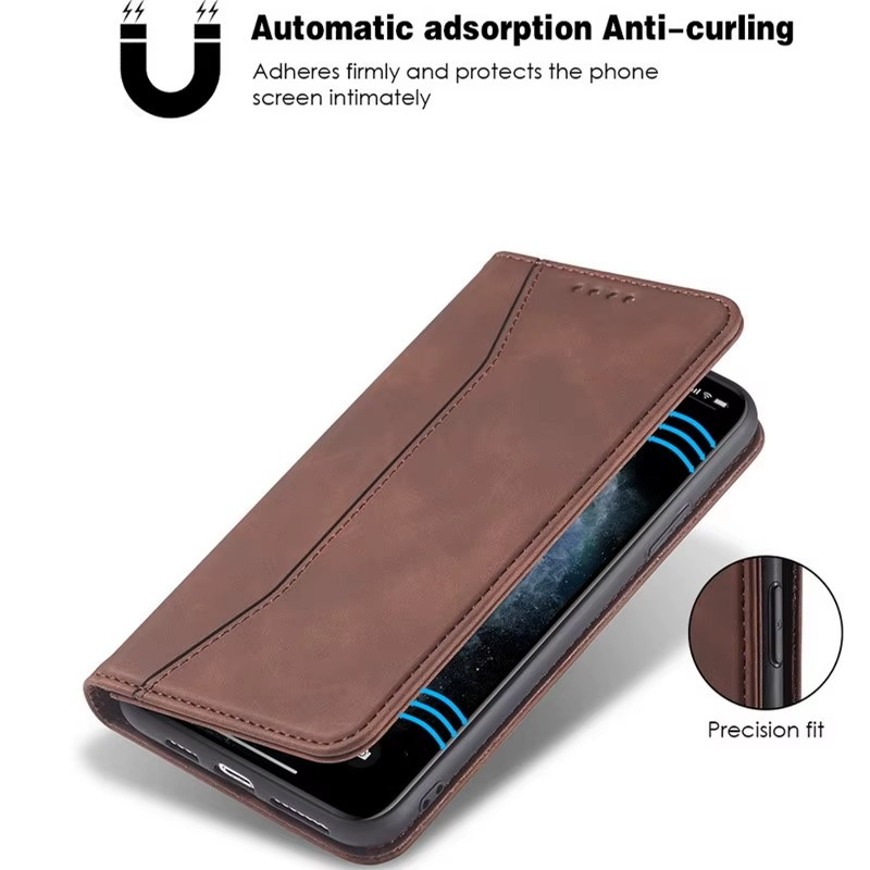 Black Leather Wallet Card Holder Phone Case