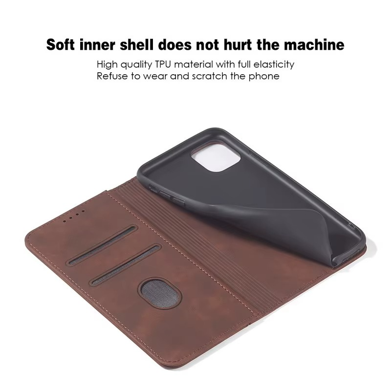 Black Leather Wallet Card Holder Phone Case