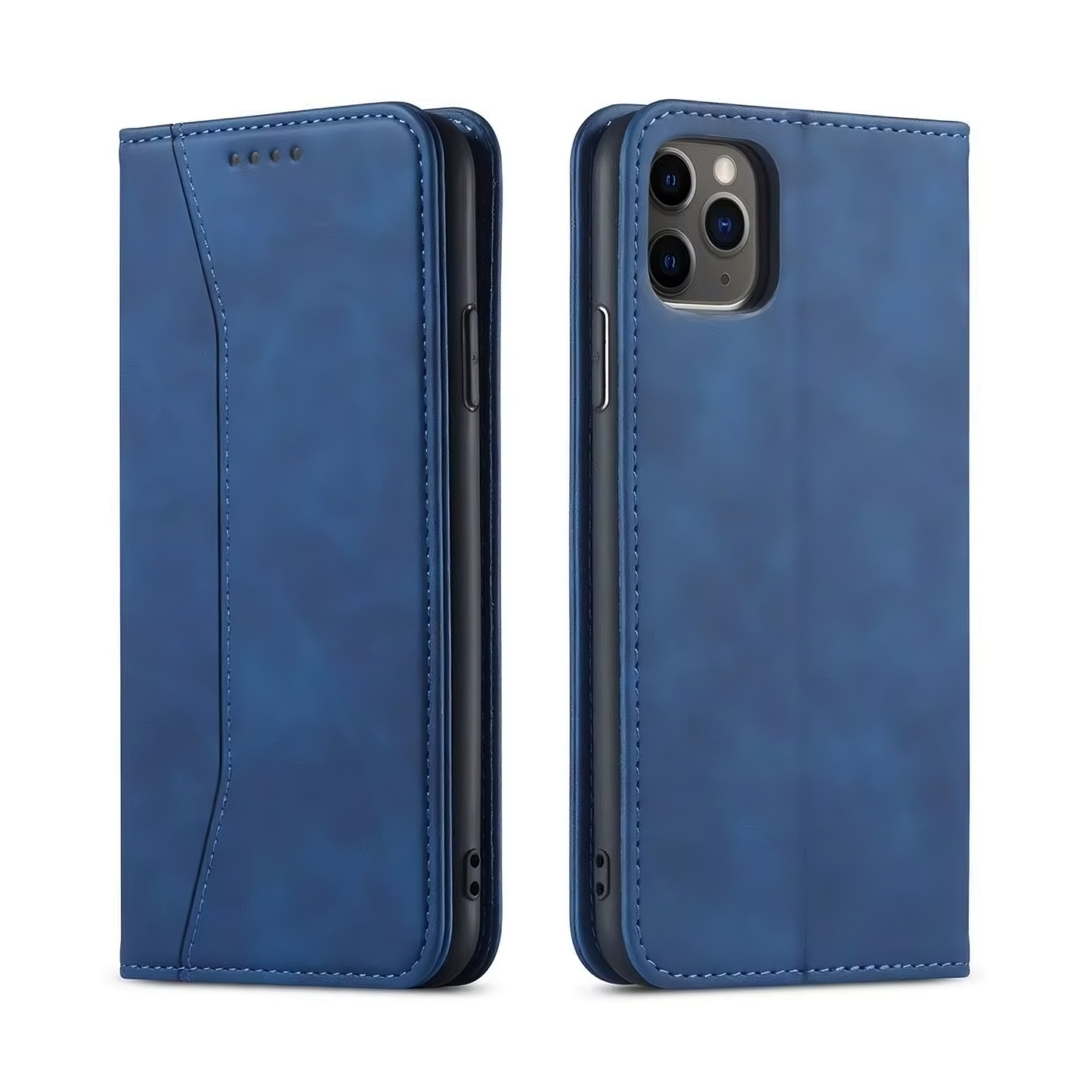 Blue Leather Wallet Card Holder Phone Case