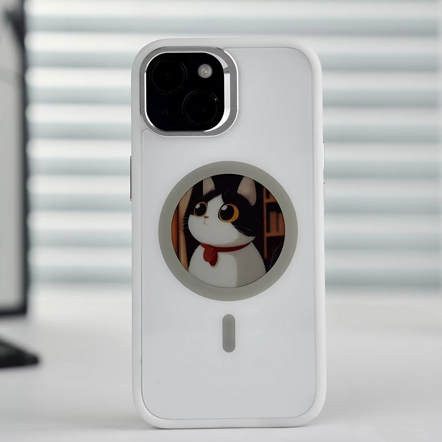 Beige Smart NFC Phone Case with HD Display & Magsafe