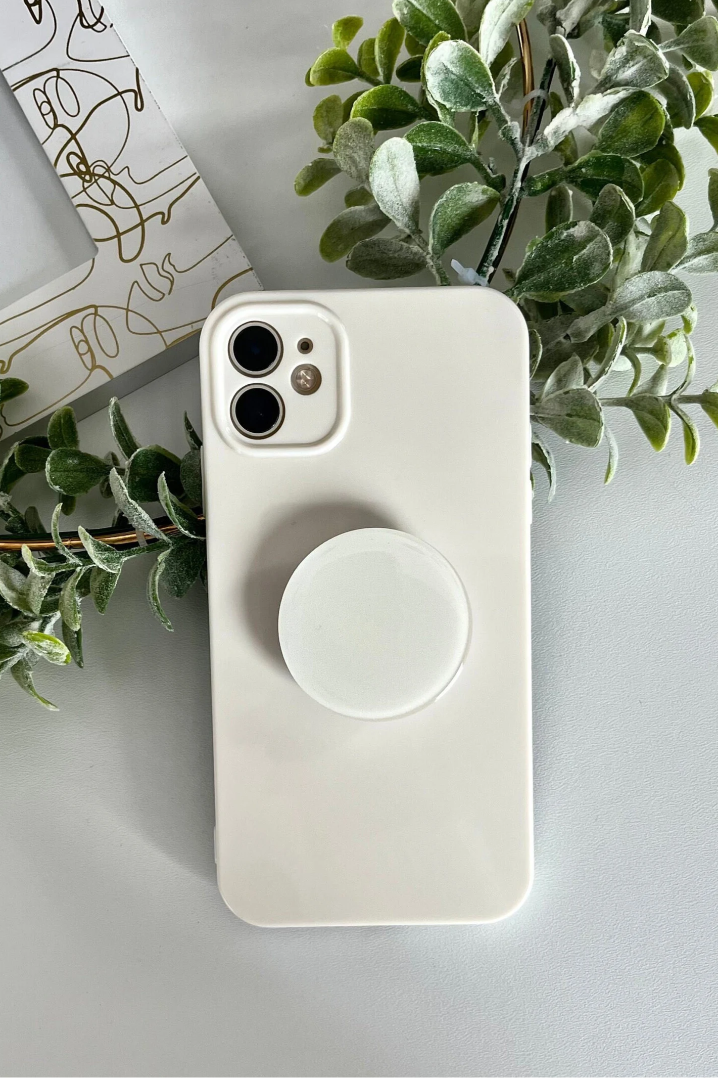Beige Candy Color Phone Case With Phone Grip