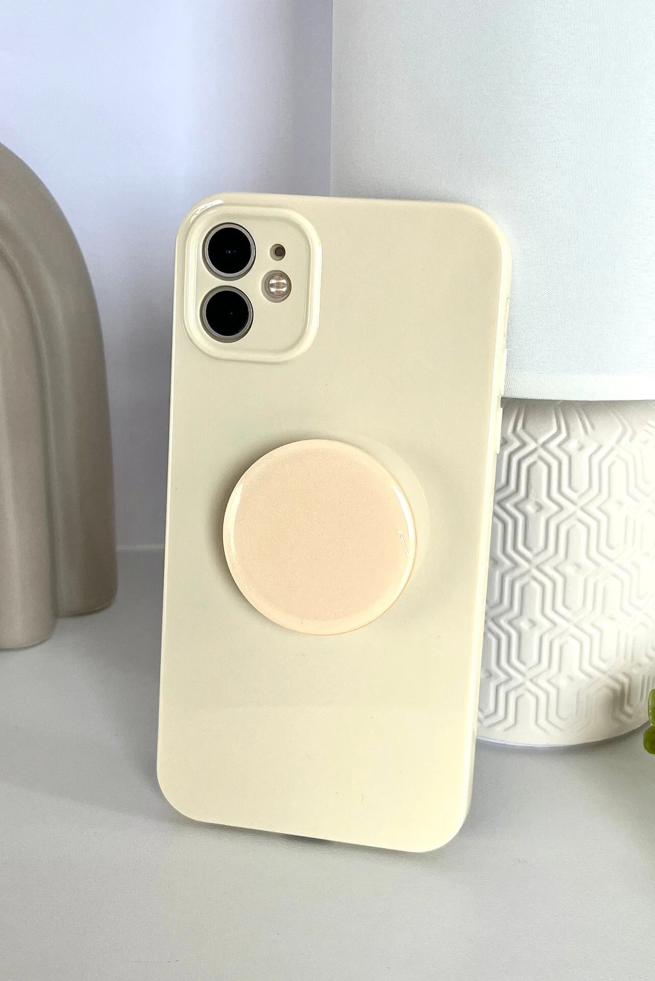 Peach Candy Color Phone Case With Phone Grip