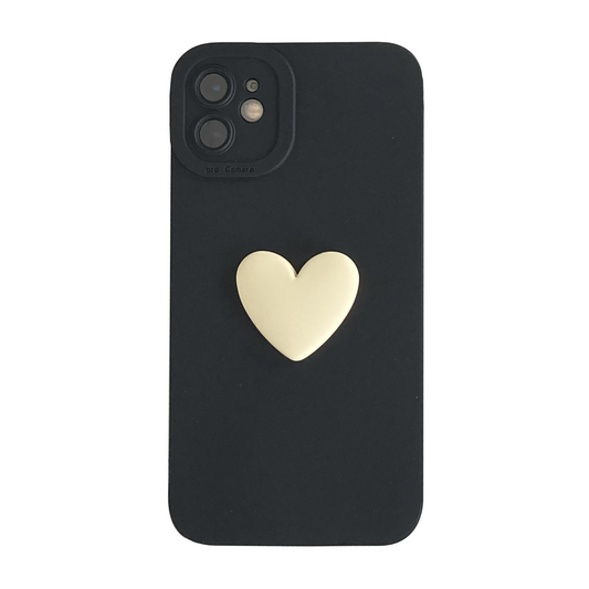 3D Beige Heart Soft Phone Case with Wrist Strap