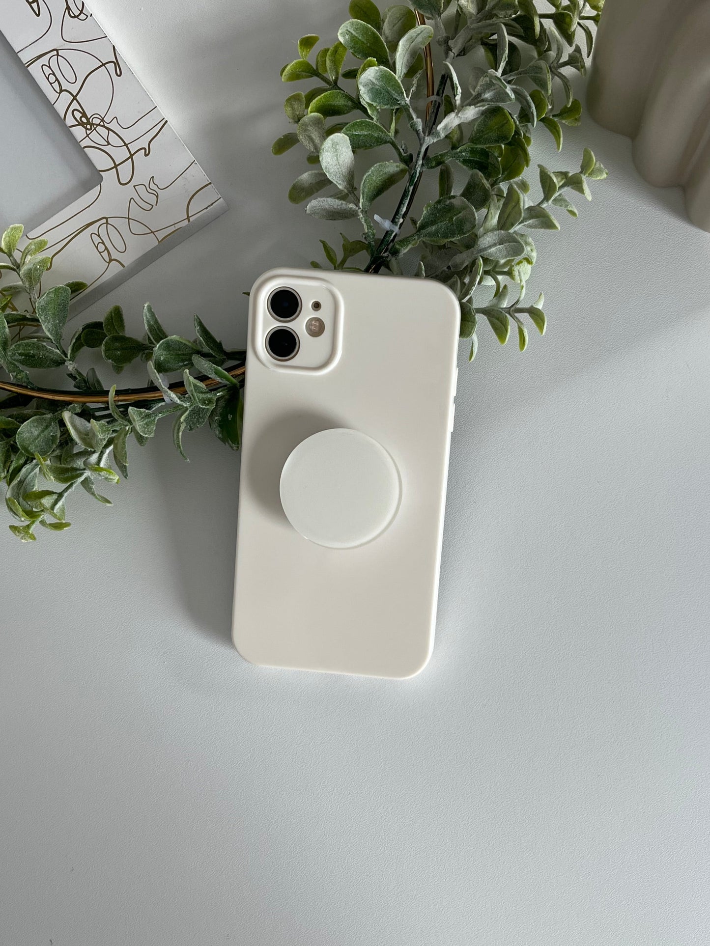 Beige Candy Color Phone Case With Phone Grip