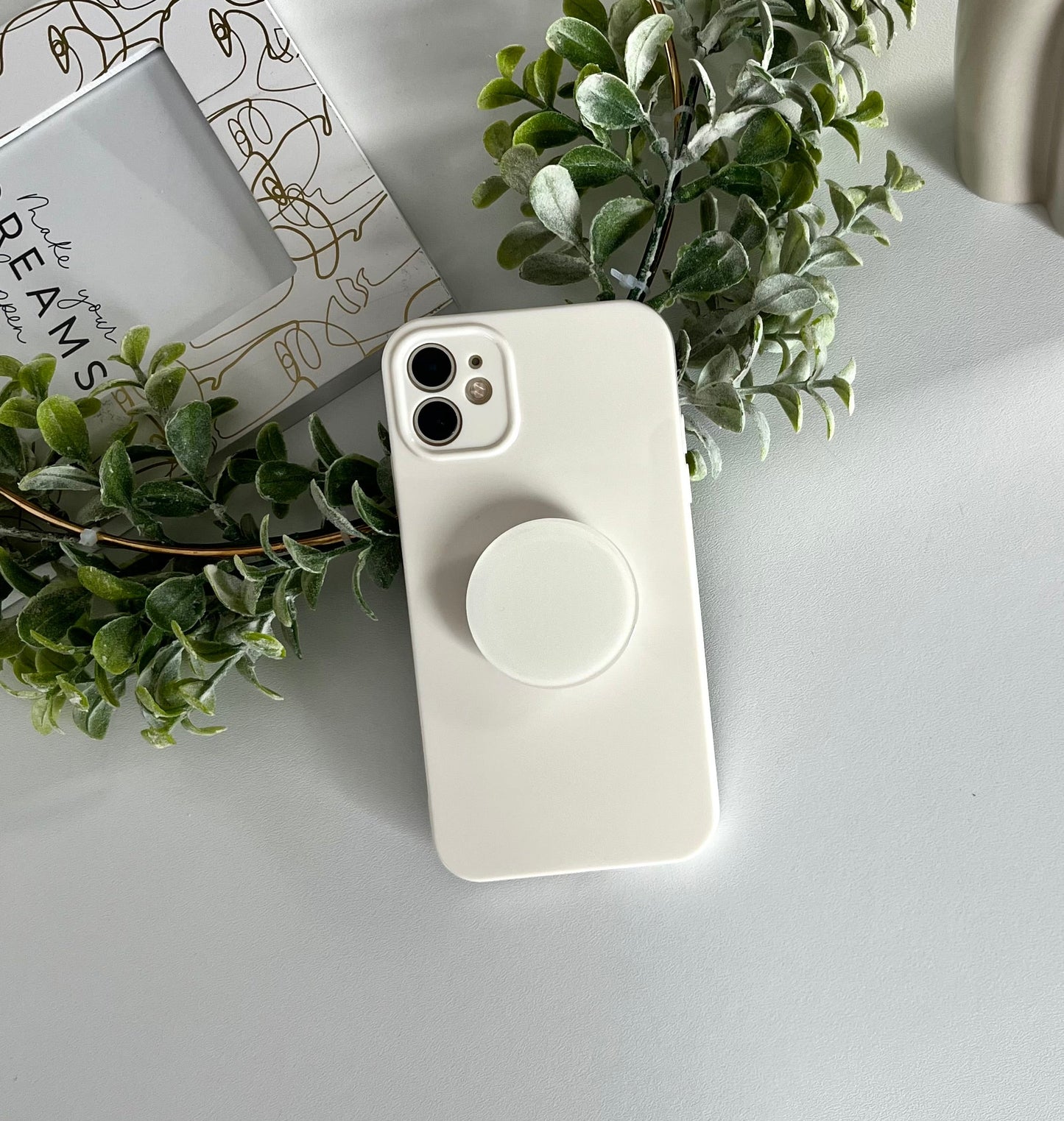 Beige Candy Color Phone Case With Phone Grip