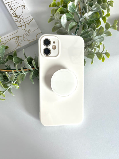 Beige Candy Color Phone Case With Phone Grip