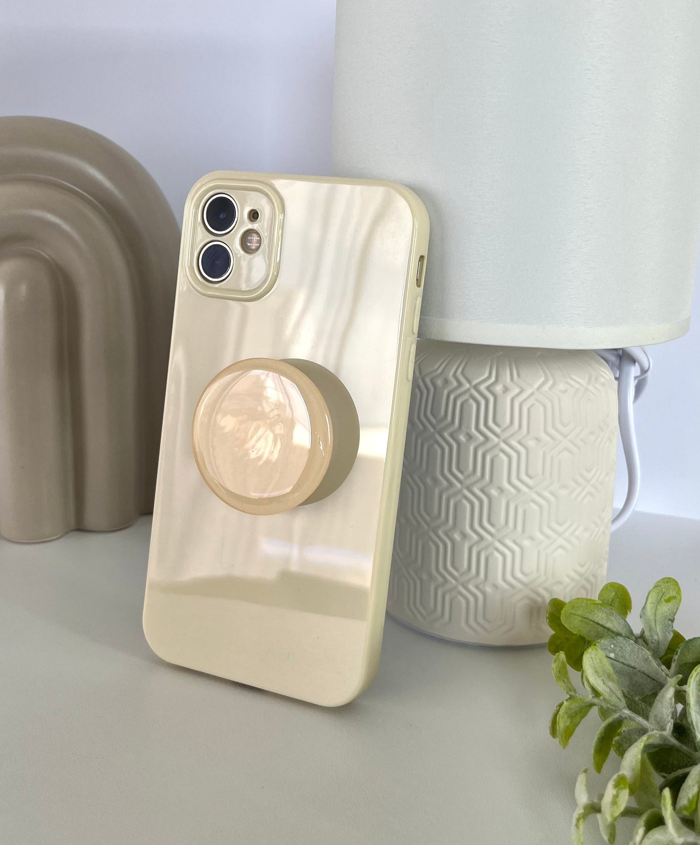 Peach Candy Color Phone Case With Phone Grip