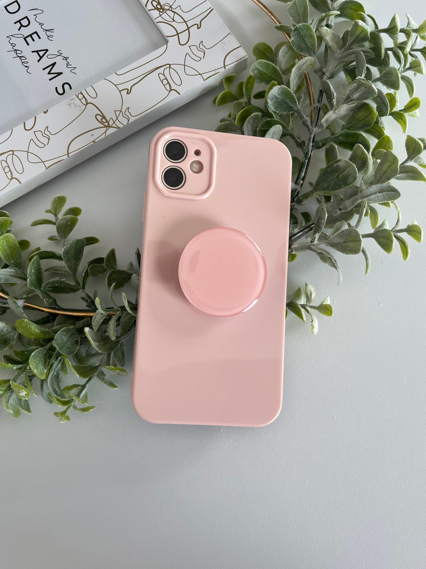 Pink Candy Color Phone Case With Phone Grip