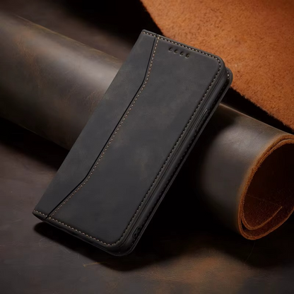 Black Leather Wallet Card Holder Phone Case
