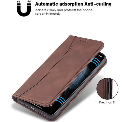 Black Leather Wallet Card Holder Phone Case