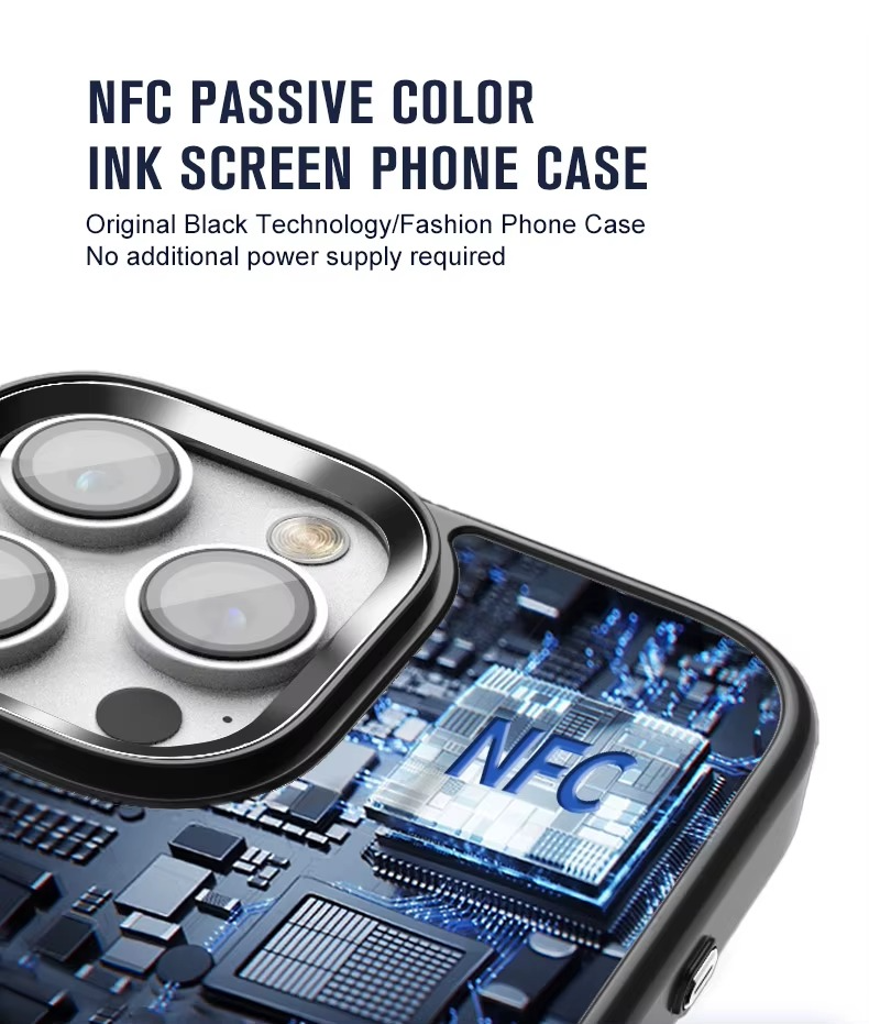 Beige Smart NFC Phone Case with HD Display & Magsafe