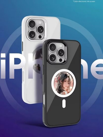 Beige Smart NFC Phone Case with HD Display & Magsafe