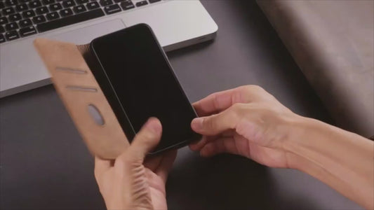 Black Leather Wallet Card Holder Phone Case