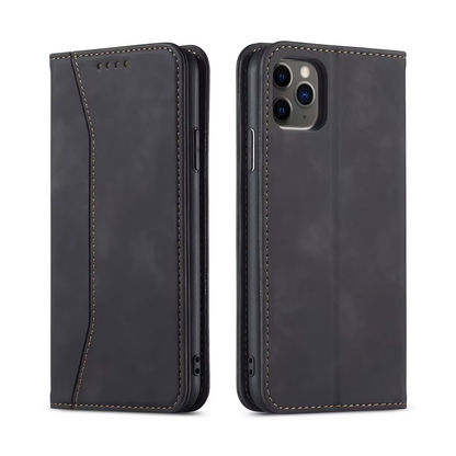 Black Leather Wallet Card Holder Phone Case